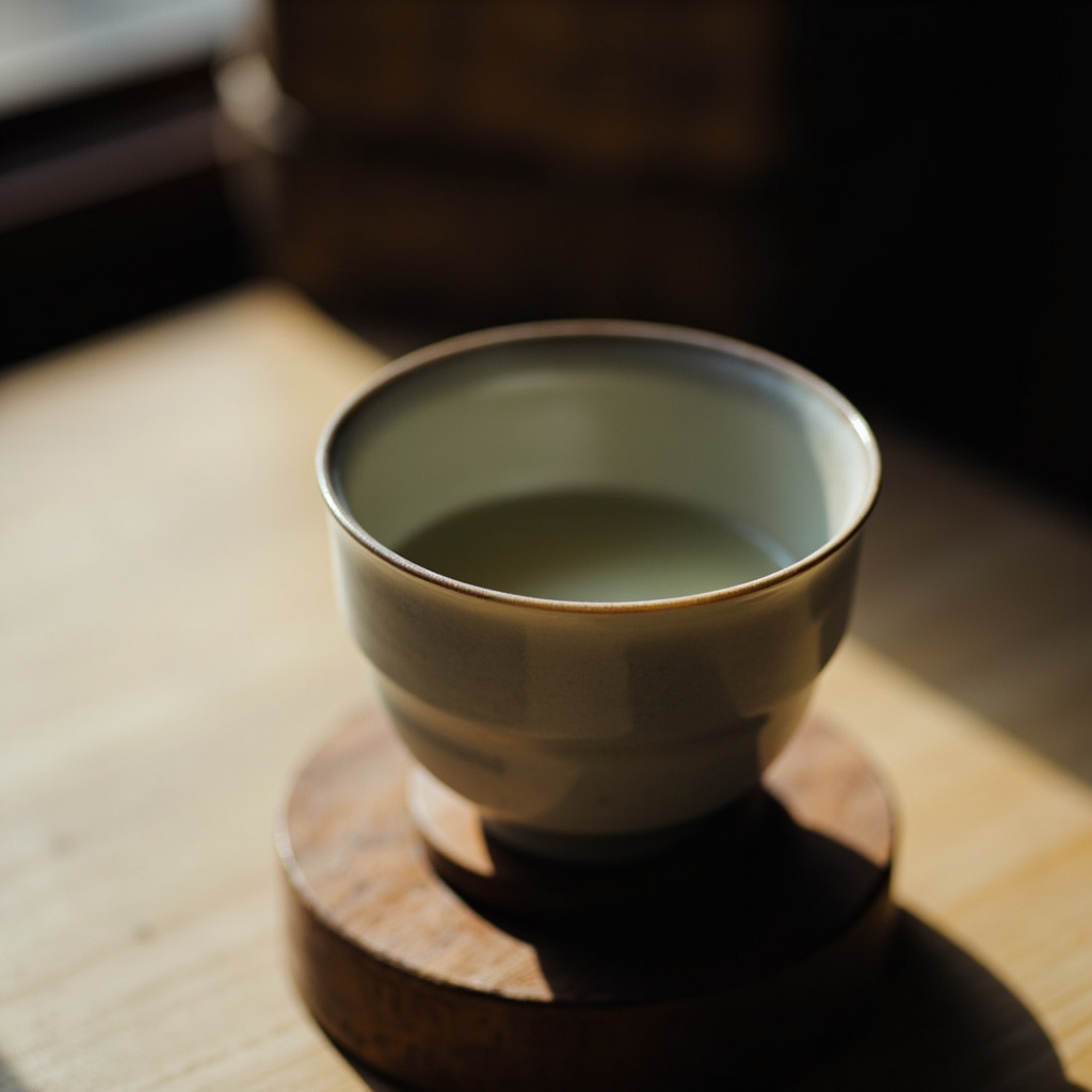 Jianzhan tea bowl collection displayed on a wooden shelf, showing different glaze patterns