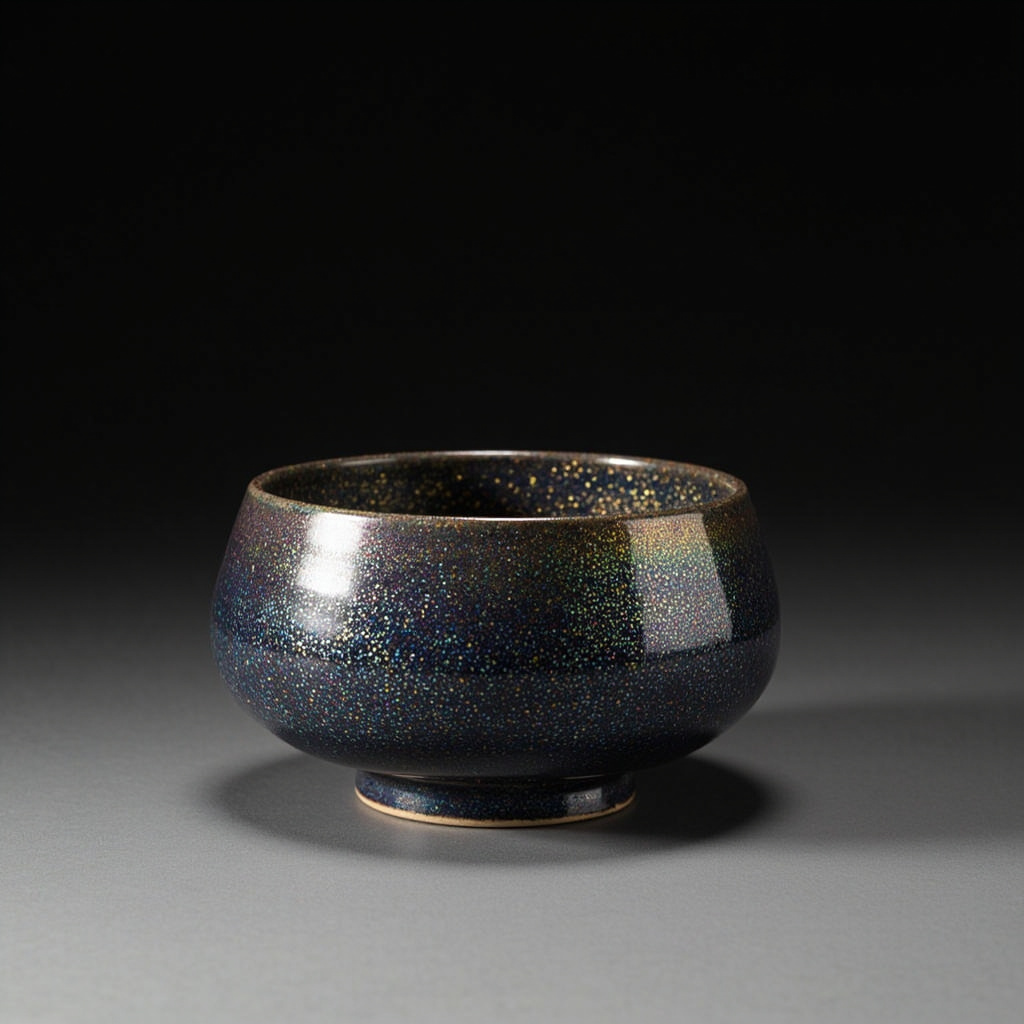 Yōhen Jianzhan bowl with rainbow iridescent oil spot pattern, rarest Song Dynasty glaze